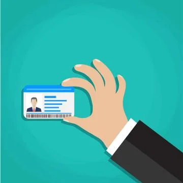 Id cards in hand. Illustrazione stock