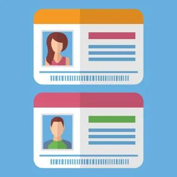 Id cards template with man and woman photo Stock Illustration