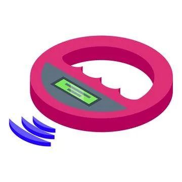 Id chip reader icon isometric vector. Microchip silicon 스톡 일러스트