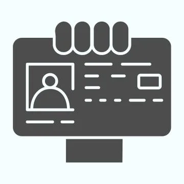 ID Document in hand solid icon. ID card illustration isolated on white. Document Stock Illustration