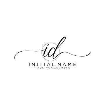 ID Initial handwriting logo with circle template vector Stock Illustration