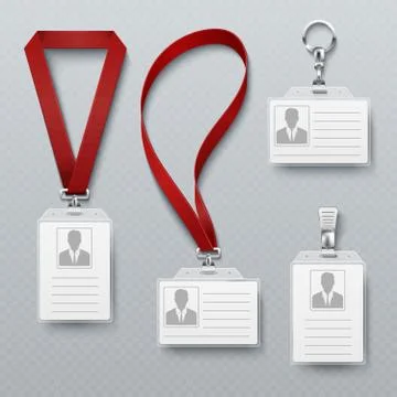 Id security cards and identification badge with lanyard vector set イラスト素材