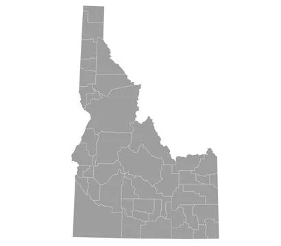 Idaho administrative map. counties map of Idaho, blank Map, empty Idaho map Stock Illustration