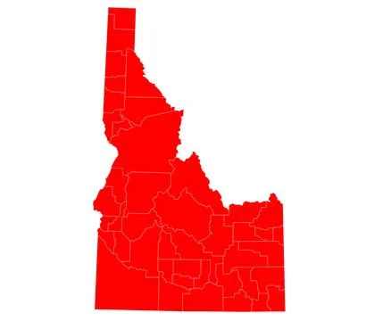 Idaho administrative map. counties map of Idaho, blank Map, empty Idaho map Stock Illustration