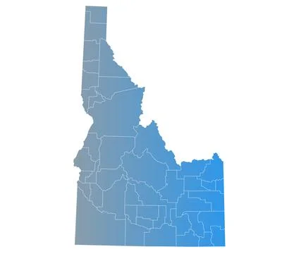 Idaho administrative map. counties map of Idaho, blank Map, empty Idaho map Stock Illustration