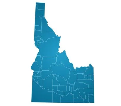 Idaho administrative map. counties map of Idaho, blank Map, empty Idaho map Stock Illustration