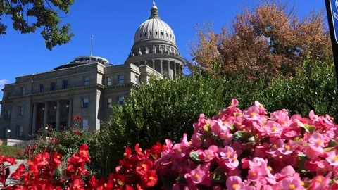 Idaho Capitol Building Low Angle Slide Stock Footage