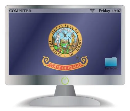 Idaho Computer Screen With On Button Illustrazione stock