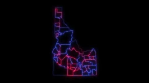 Idaho county map red blue election outline white background seamless loop Stock-Footage 343868707