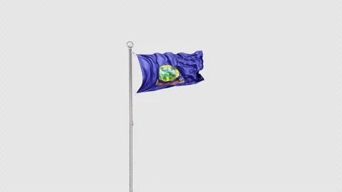 Idaho   Flag Pole  Animation Include Alpha 3D Rendering Video stock 283078134