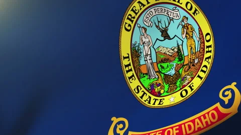 Idaho flag waving in the wind. Looping sun rises style.  Animation loop Video stock 48164060