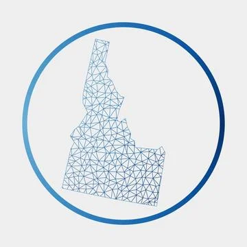 Idaho icon. Network map of the us state. Round Idaho sign with gradient rin.. Stockillustratie
