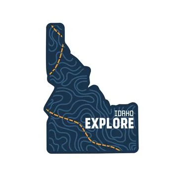 Idaho Map Explore with Topographic Map Stock Illustration