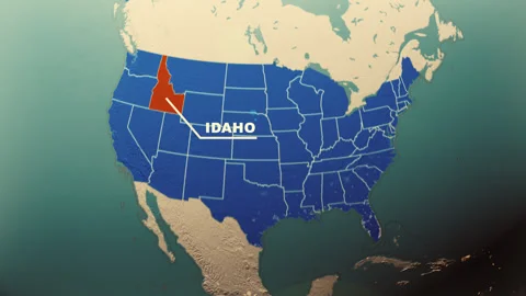 Idaho Map Highlight USA 3D Political Globe Animation Video stock 313462370