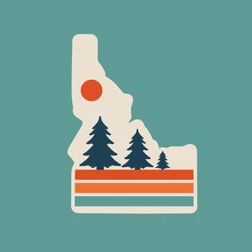 Idaho Map with Retro Lines Stock Illustration