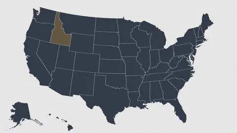 Idaho Pulsing on US Election Map State Animation Seamless Loop Alpha Channel 4K 스톡 동영상 341308961