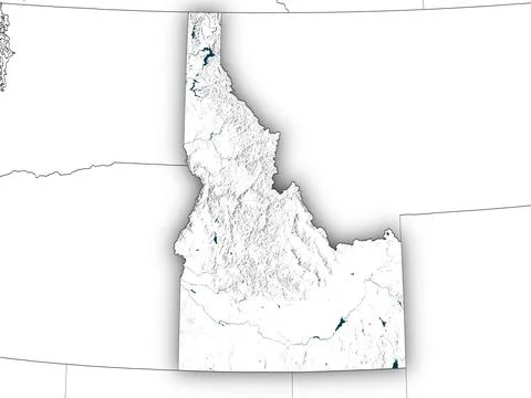 Idaho shape with state borders, white map Illustrazione stock