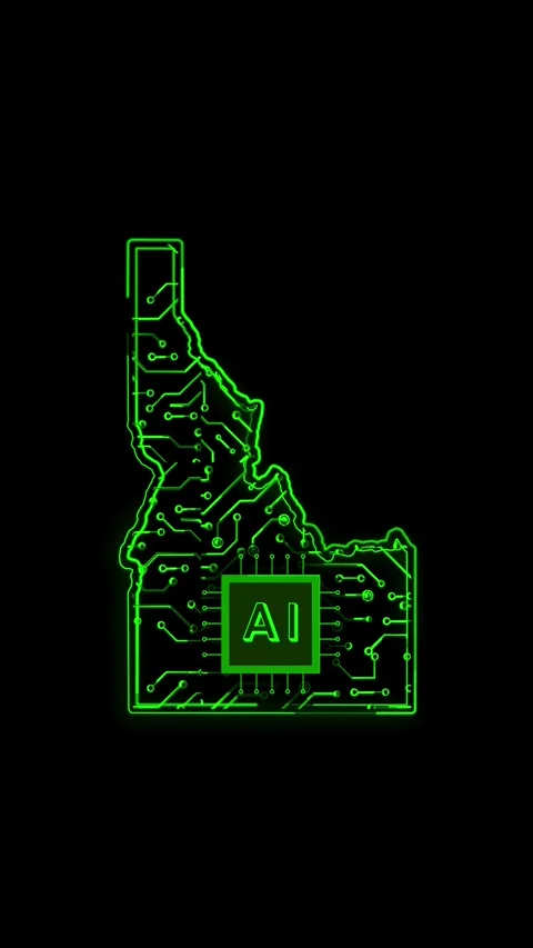 Idaho State Map AI Chipset Technology Opener 스톡 동영상 337184133