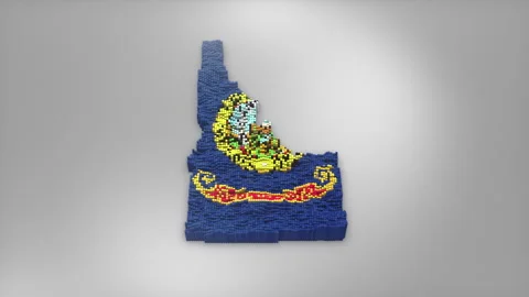 Idaho State Map with Flag Intro Background Stock Footage 315165740
