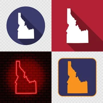 Idaho State Map Icons Set, USA Silhouette Collection in Flat, Minimal and N.. Stock Illustration