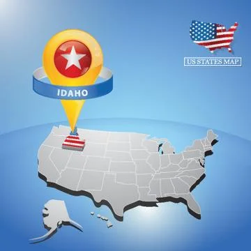 Idaho State On Map Of Usa Stock-Illustration