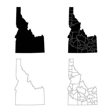 Idaho State Outline and Solid Fill Map Set. 스톡 일러스트