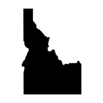 Idaho, state of USA - solid black silhouette map of country area. Simple flat Ilustração Stock
