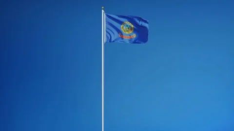 Idaho (U.S. state) flag in slow motion seamlessly looped with alpha Stock Footage 70146157