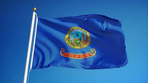 Idaho (U.S. state) flag in slow motion seamlessly looped with alpha Stock Footage 70146260
