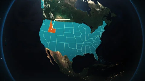 Idaho US State Satellite Map Animation V2 Stock Footage 307779062