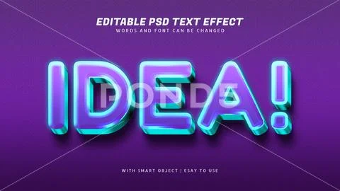 Idea 3d glowing text effect editable Plantilla PSD