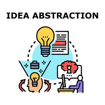 Idea abstraction process generating new concepts Stock Illustration