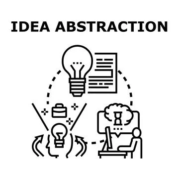 Idea abstraction process generating new concepts Stock Illustration