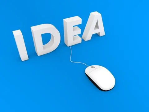 Idea and computer mouse on a blue background. Stock Illustration
