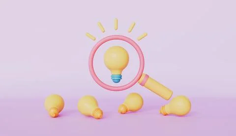 Idea and creativity with light bulb on pastel color background concept Stock Illustration