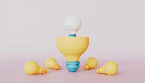 Idea and creativity with light bulb on pastel color background concept Stock Illustration