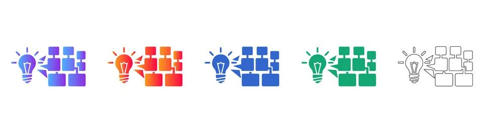Idea and Knowledge Network Icon Set 스톡 일러스트