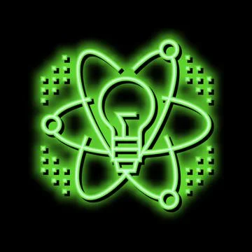 Idea and realization neural network neon glow icon illustration Stock Illustration