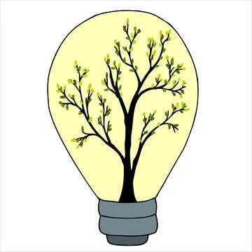 Idea and thinking concept, light bulb with summer season inside isolated and  Stock Illustration