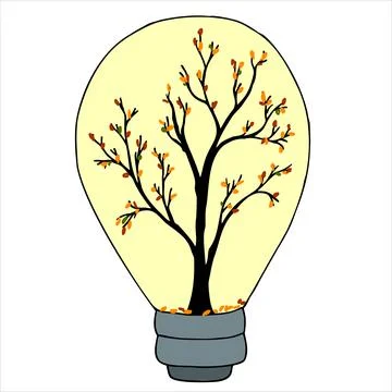 Idea and thinking concept, light bulb with FALL season inside isolated and cu Stock Illustration