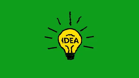IDEA Animation text with lamp cartoon Stock Footage 313349861