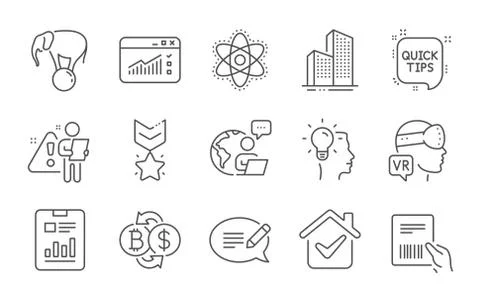 Idea, Bitcoin exchange and Report document icons set. Parcel invoice, Web Stock Illustration