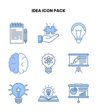 Idea Blue Bundle Icons Pack 스톡 일러스트