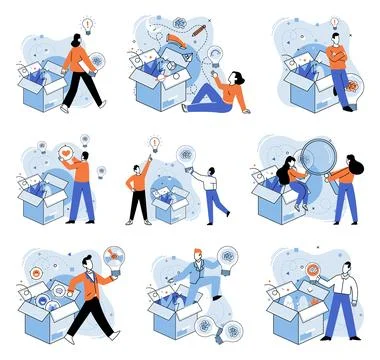 Idea in a box. Education is foundation on which towers inventive thinking stand 스톡 일러스트