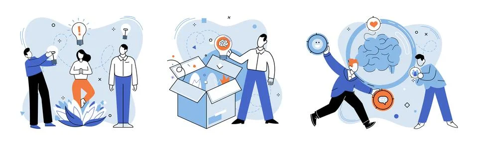 Idea in a box. Intelligence is engine propels train creative exploration イラスト素材