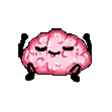 Idea brain character pixel art vector illustration Stock Illustration
