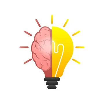 Idea brain. Creative thinking. Idea, solution. Positive, motivation. 스톡 일러스트