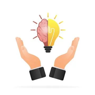 Idea brain. Creative thinking. Idea, solution. Positive, motivation. Stock Illustration