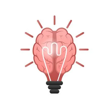 Idea brain. Creative thinking. Idea, solution. Positive, motivation. Stock Illustration