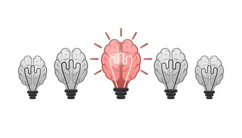 Idea brain. Creative thinking. Idea, solution. Positive, motivation. 스톡 일러스트